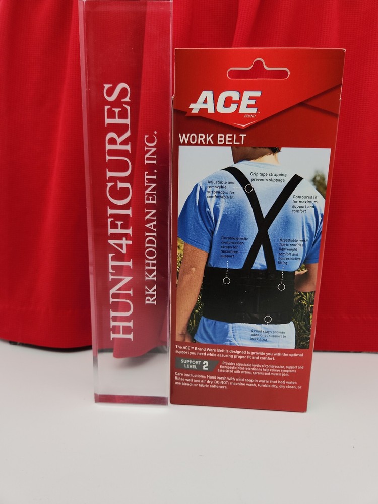 3M Black Ace Work Belt Back Support Removable Suspender Support Level 2 ADJ Size