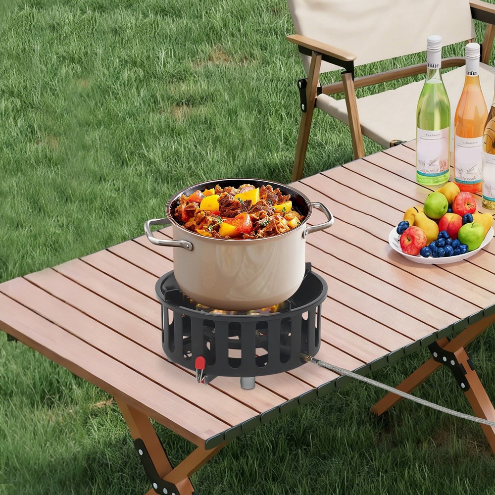 Portable Camping Stove With 2 Adapters Adjustable Firepower Electronic Ignition