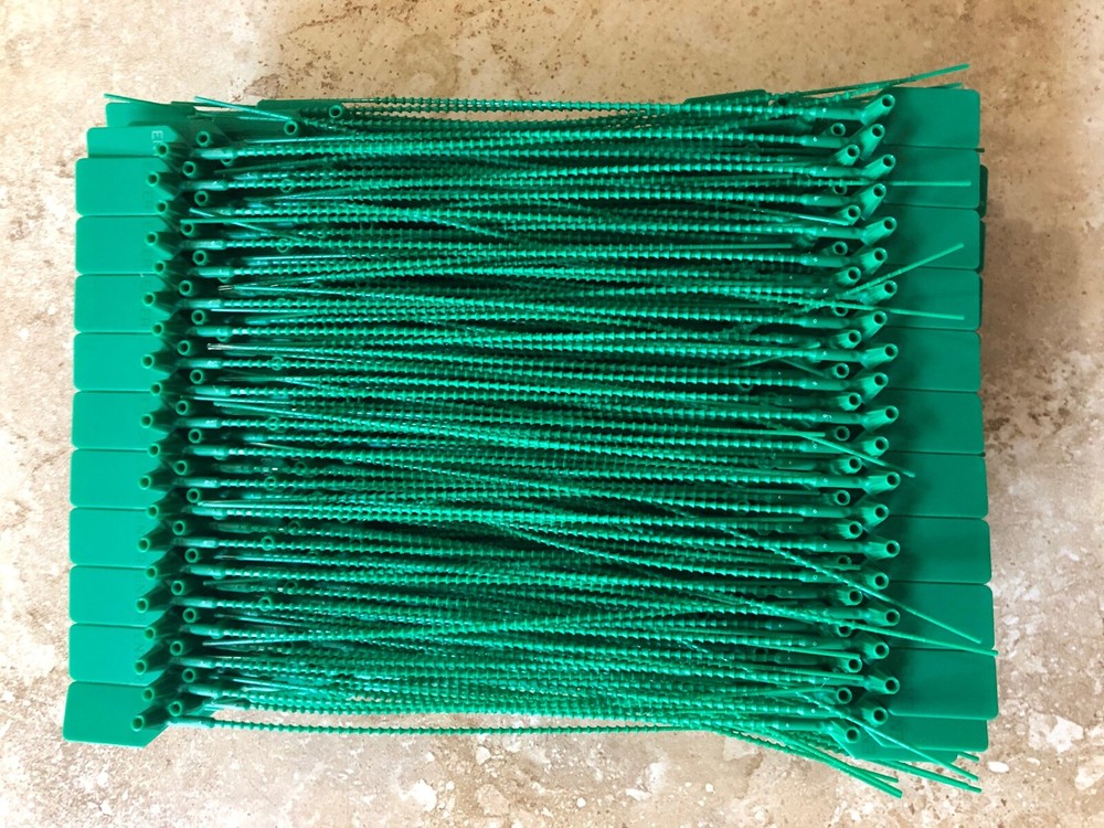 100 Fire Extinguisher Tamper Flag Seals Green