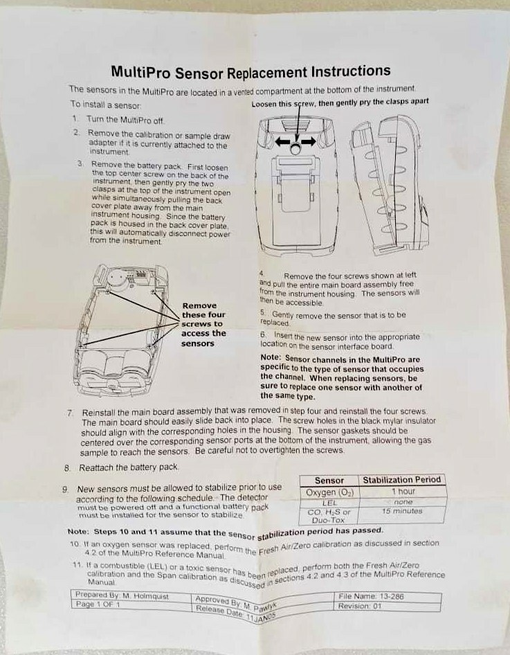 54-49-02 SENSOR H2S MULTIPRO Hydrogen Sulphide Sensor For Multipro NEW