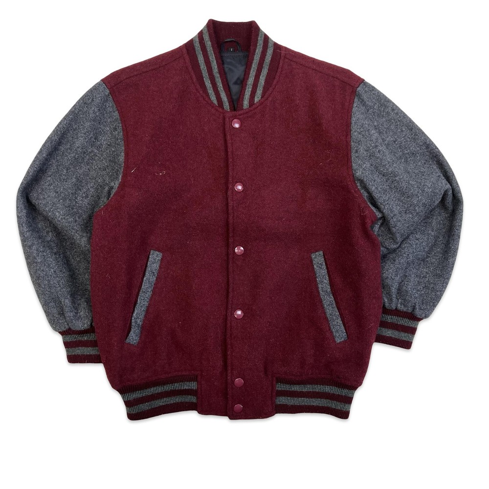 Vintage Red & Grey Wool Varsity Jacket Small