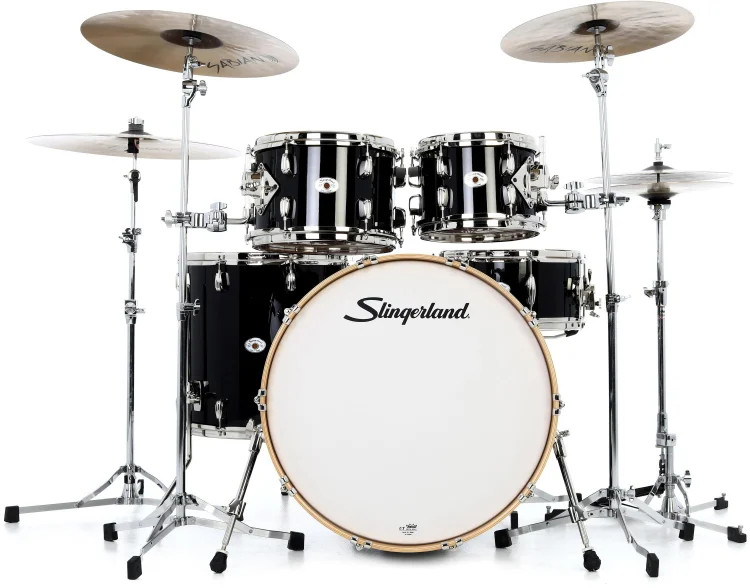 Slingerland Studio King 4-piece Shell Pack - Del Norte Black Lacquer