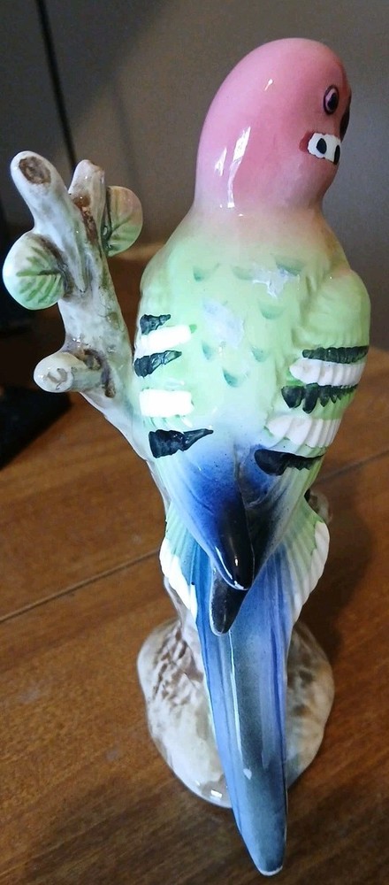 Parakeet Ceramic Statue Parrot Figurine Japan Budgie