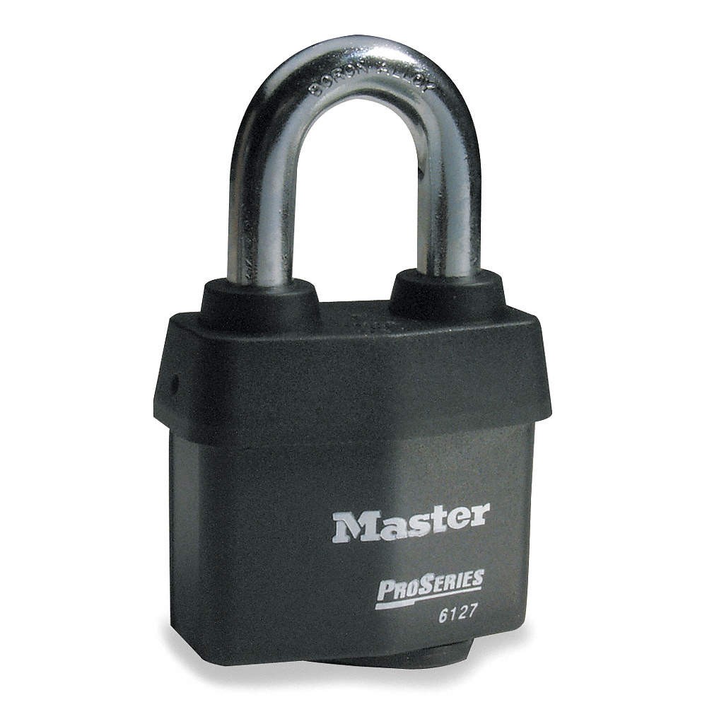 MASTER LOCK 6127N Keyed Padlock, 7/8 in,Rectangle,Black 4EZF9
