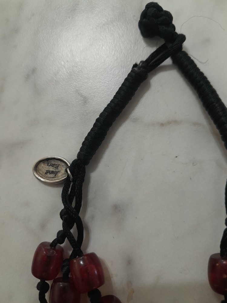 Vtg HINO Another History String Plastic & Brass Beads Knotted Clasp
