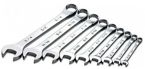 Tools USA 9 Piece, Regular, 6 & 12 Point, SAE SuperKrome Combination Wrench