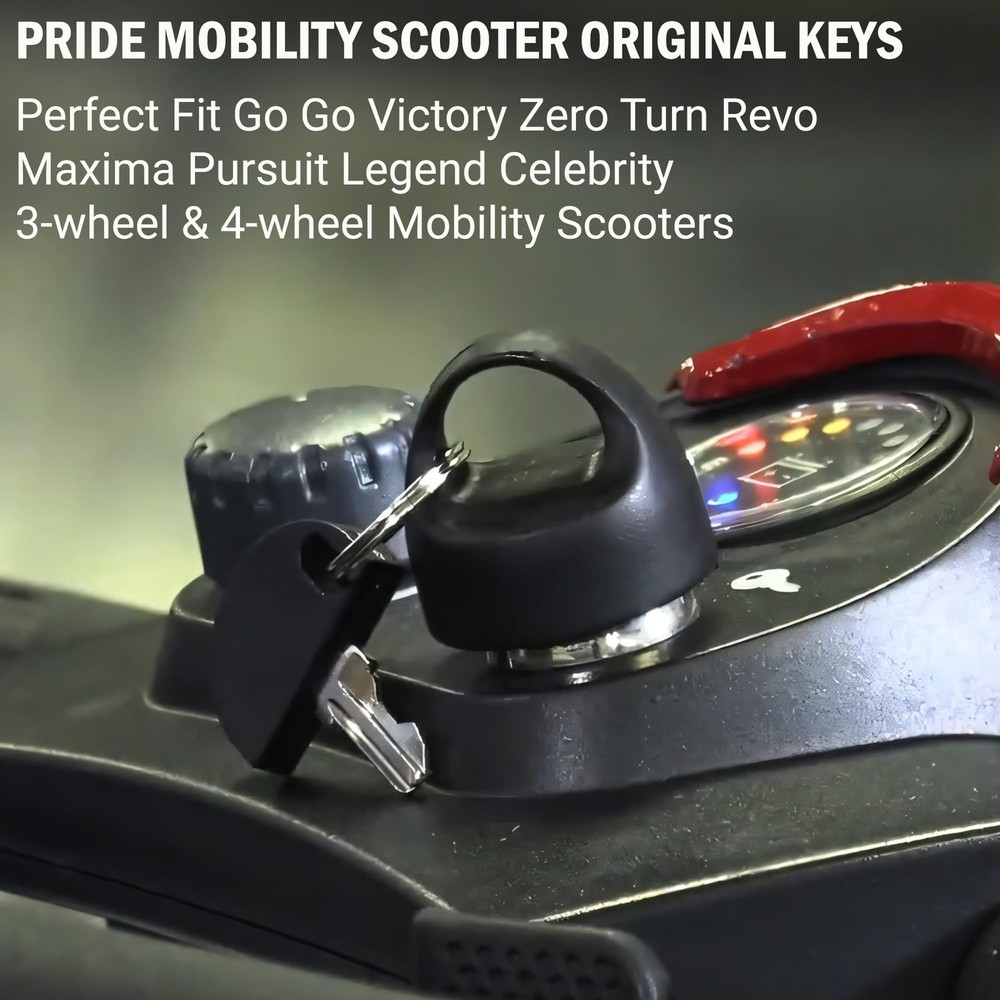 Pride Mobility Scooter Replacement Key Set Compatible with 2 Sets, Black