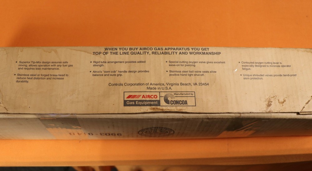 Airco Cutting Torch 822 9085 ~ 21" ~ Angle Head ~ Includes 4 Extra Tips ~ Concoa