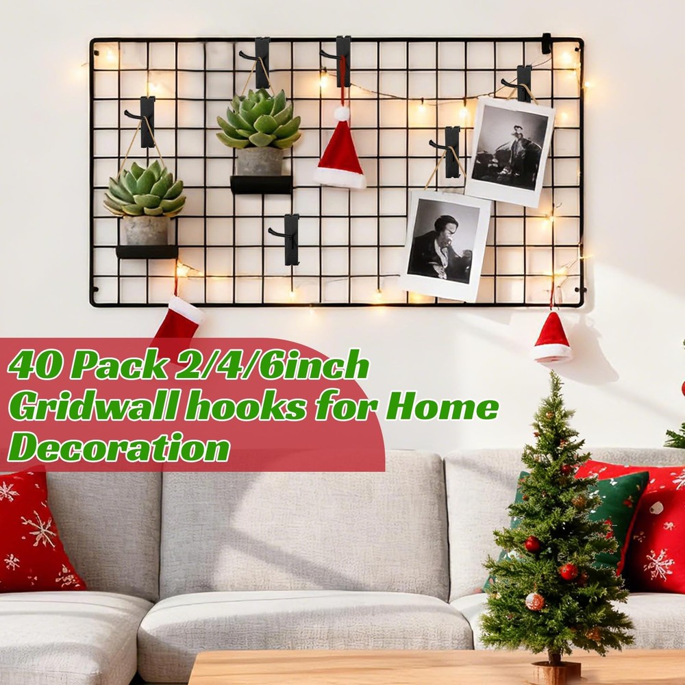 40 PCS Gridwall Hooks 2 Inch Display Hooks For Grid Wall Panel Retail Shop