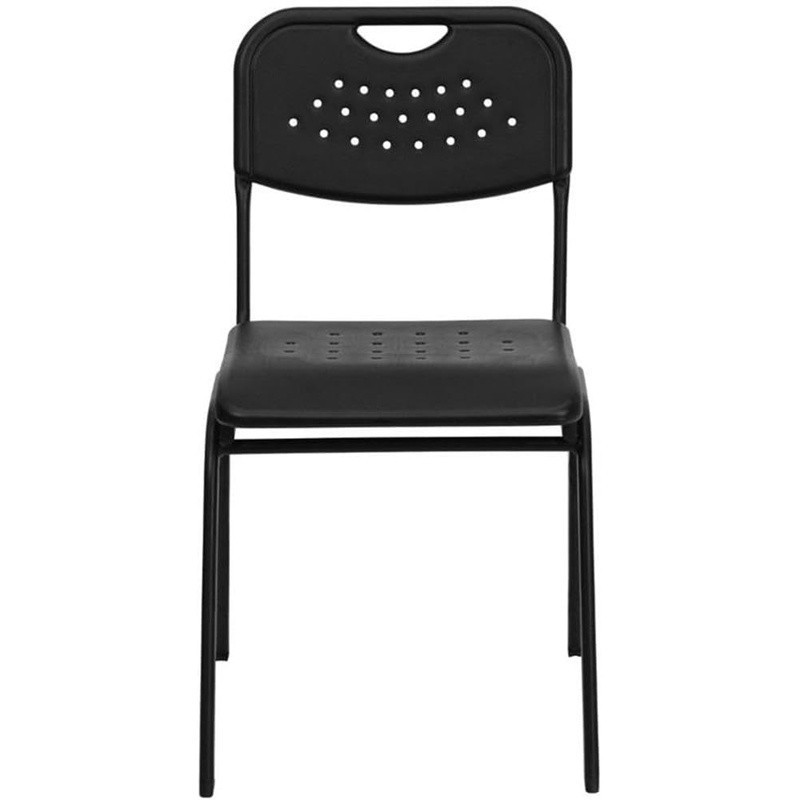 Black Plastic Stackable Chair Modern Design Office Desk Restaurant Event New