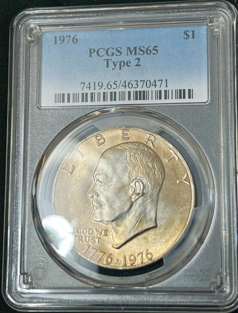 🔥1976-P Eisenhower Dollar Type 2 PCGS MS65 Toned Beauty🔥
