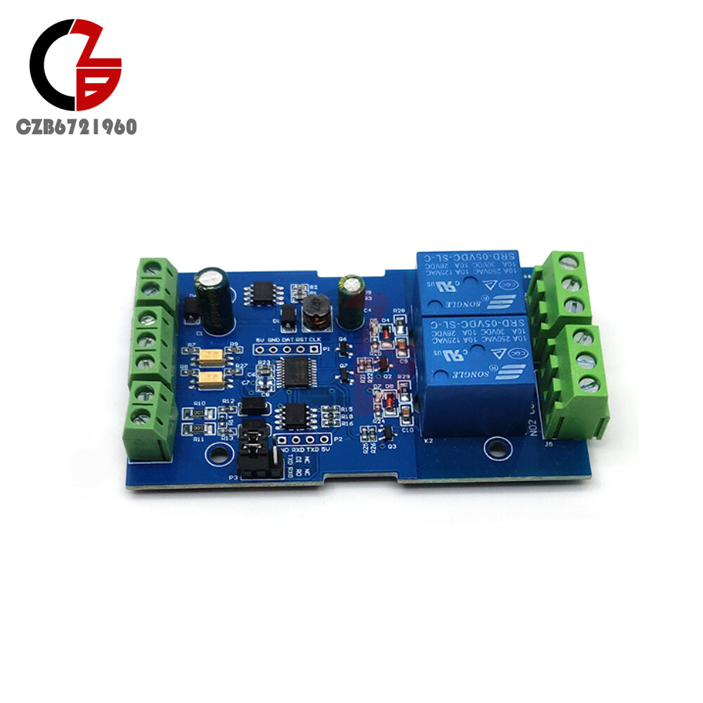 7-24V MODBUS RTU 2-way Relay Module Switch Input/Output RS485/TTL Anti-Reversing
