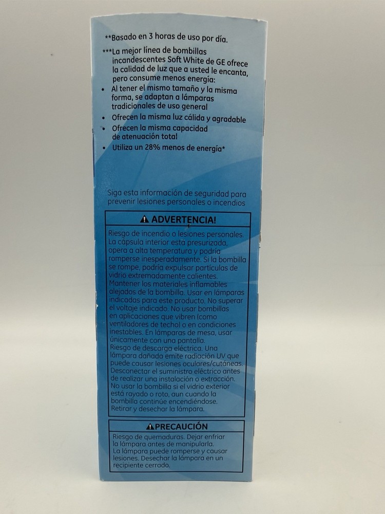 GE Soft White OLD STYLE Bulbs 60W Replacement 43W A19 Warm Light 4 Pack NOS