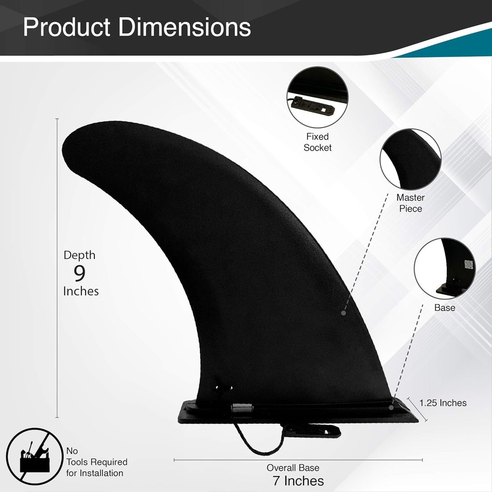 9” Inflatable Paddle Board Fin - Quick Installation, Maximum Stability