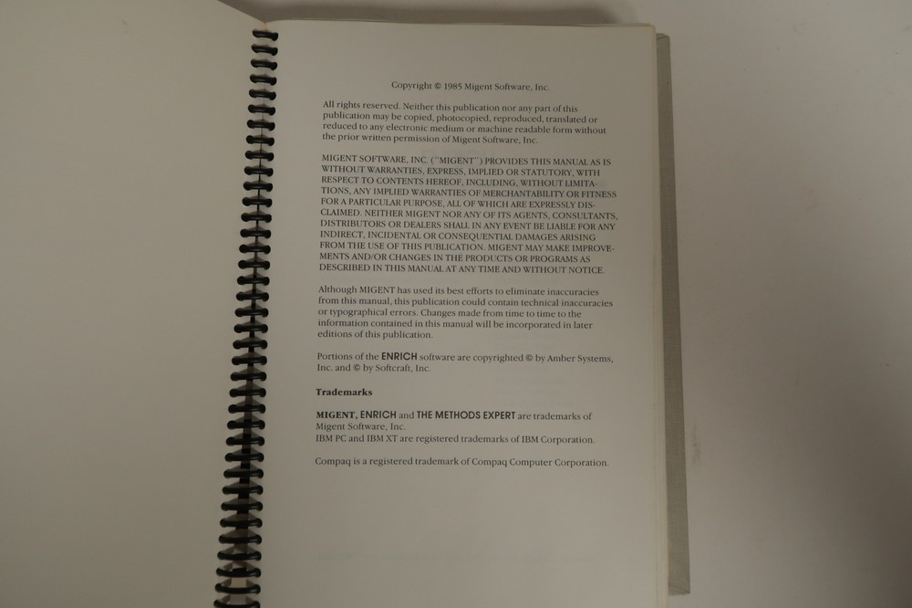 Enrich The Methods Expert Migent PC Computer Program Floppy Discs 1985 & Manuals