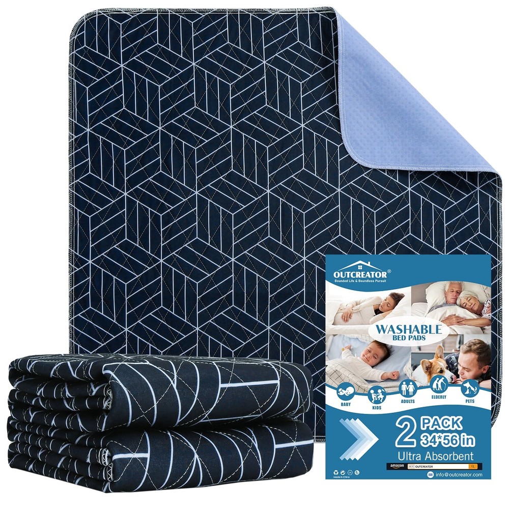 OUTCREATOR Washable Bed Pads 34x56" 2-Pack Waterproof Mattress Protector