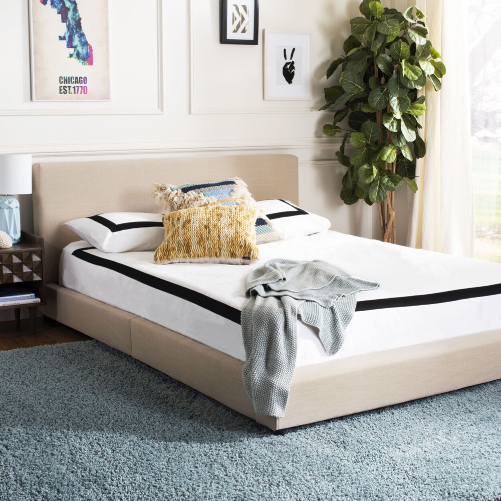 SAFAVIEH Carter Bed | Beige | Queen |