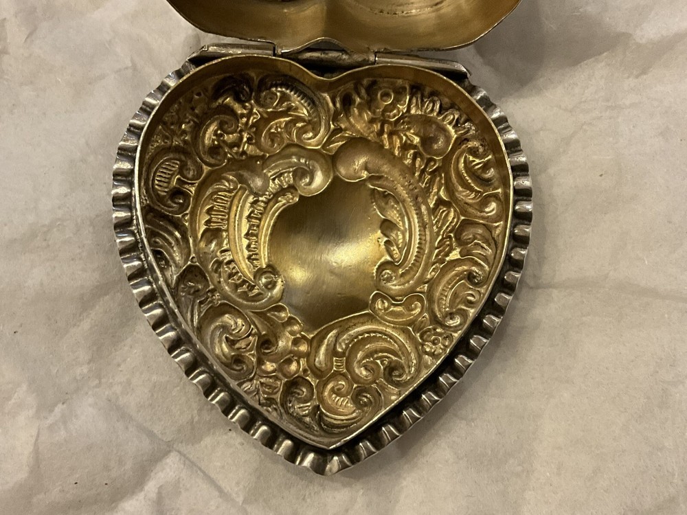 Antique Heart Shape Silver Box