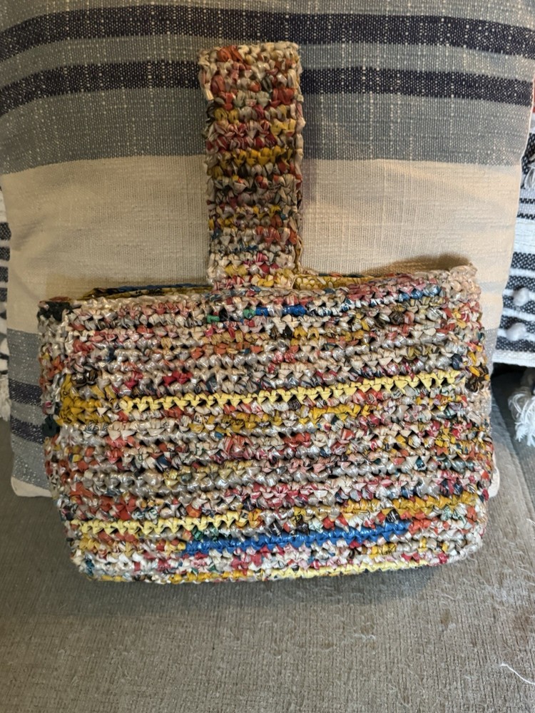 Handmade Multicolor Tote Bag with Patterned Lining