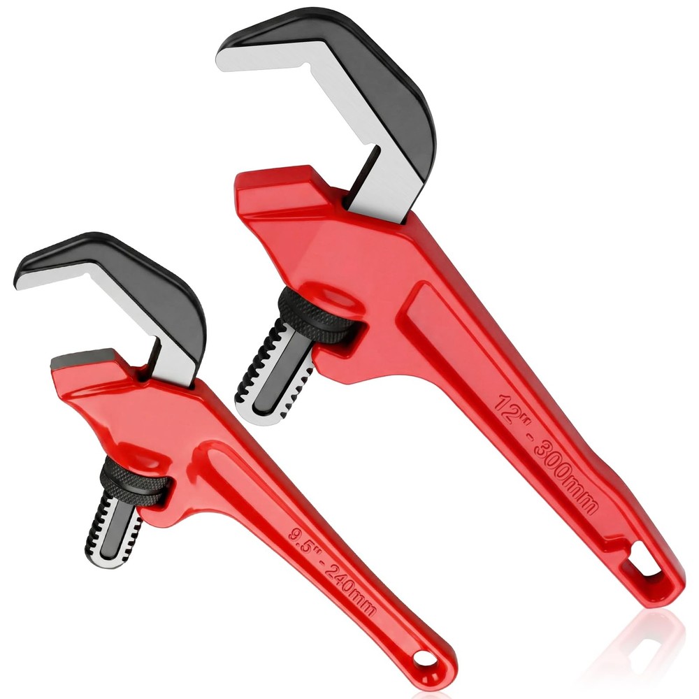 2 Pcs 9-1/2'' and 12'' Hex Offset Wrenches Offset Pipe Wrench Heavy Duty Cast...