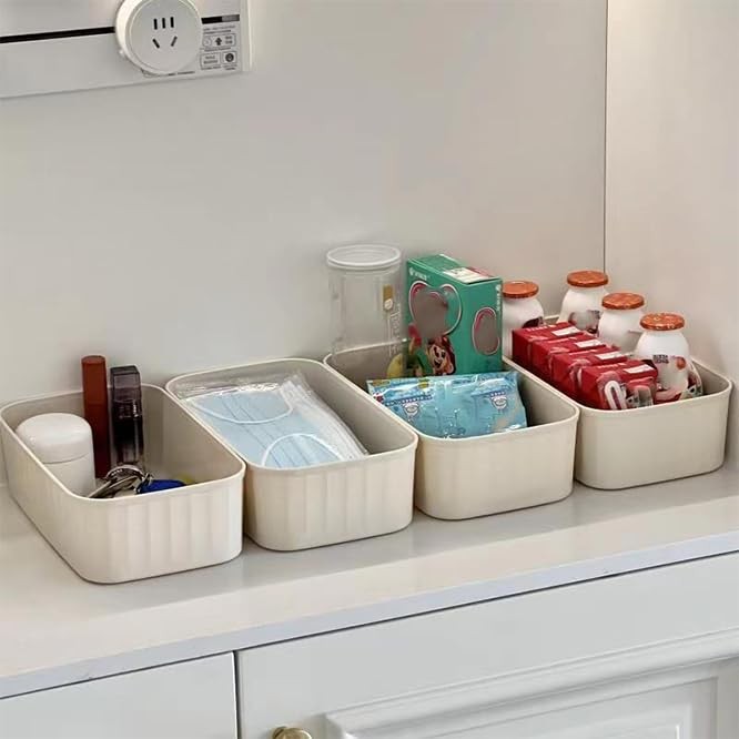 2 Pack Plastic Storage Organizer – Stackable Open Bin for Home, Kitchen, Bath...