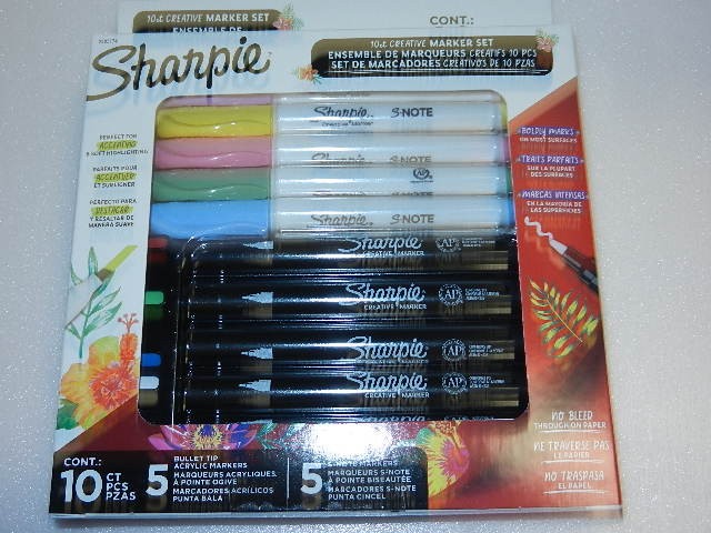 new Sharpie Creative Marker Set 10-Count Multicolor acrylic Markers chisel tip