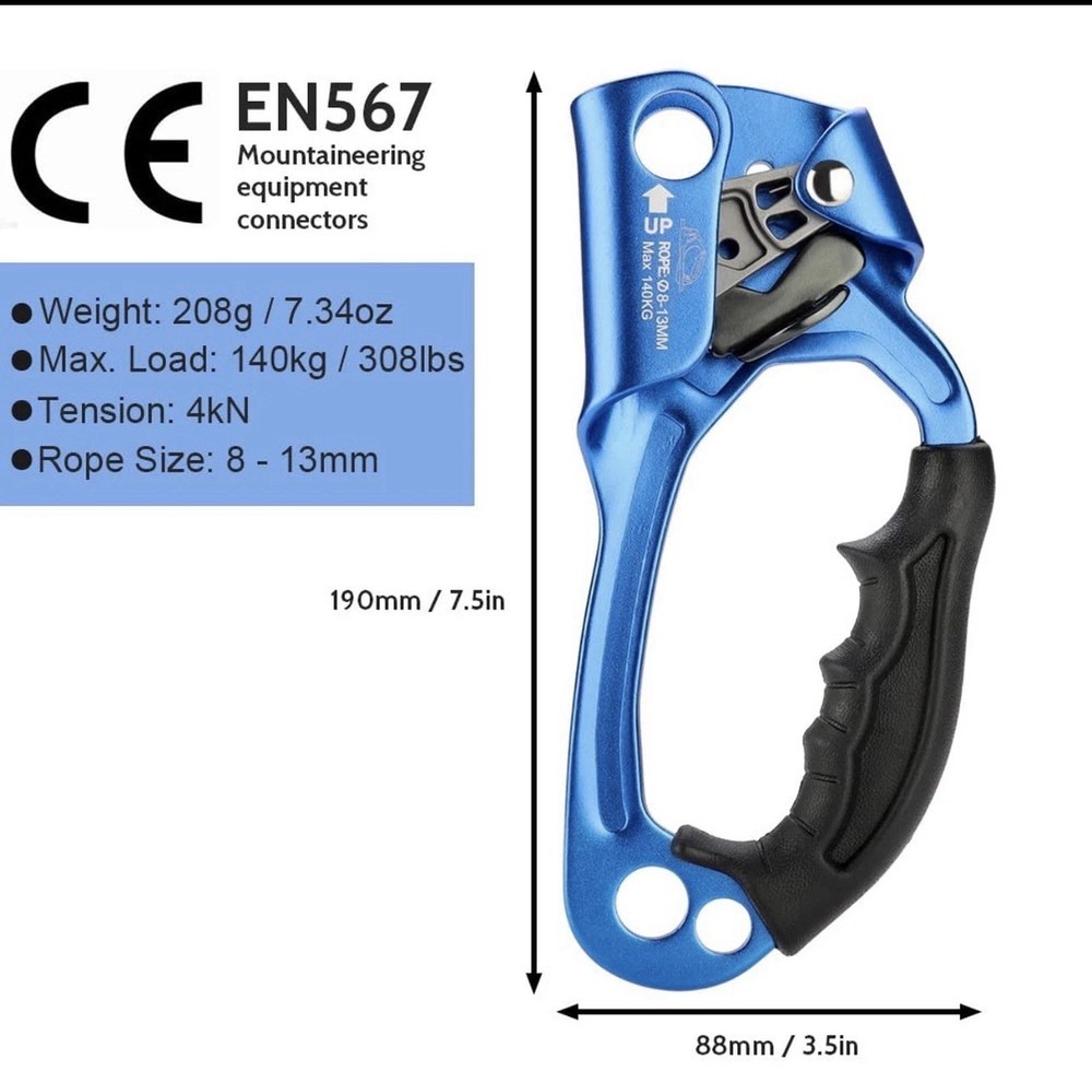 Right Climbing Hand Ascender for Rock Climbing Arborist