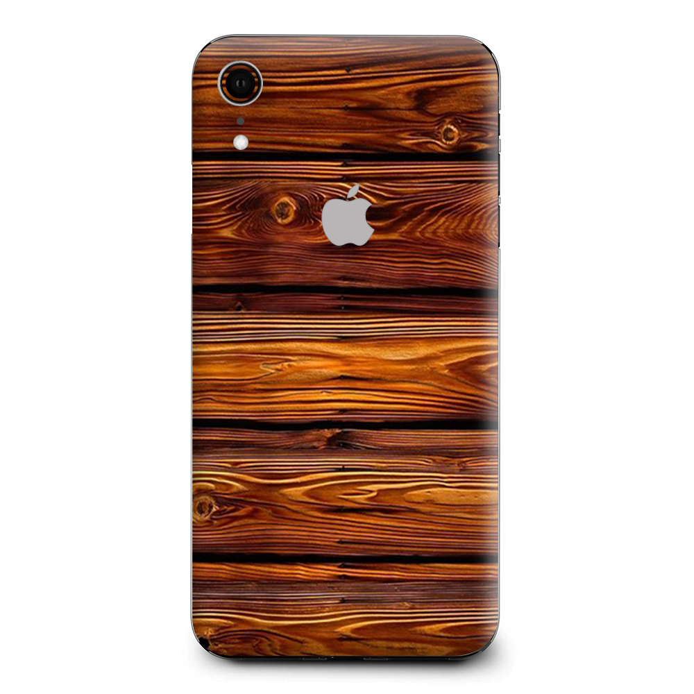 Skins Decal Wrap for Apple iPhone XR - Red Deep Mahogany Wood Pattern