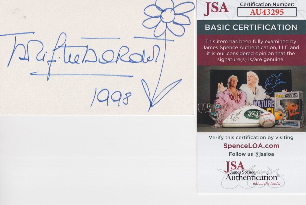 Brigitte Bardot signed 3x5 index card JSA