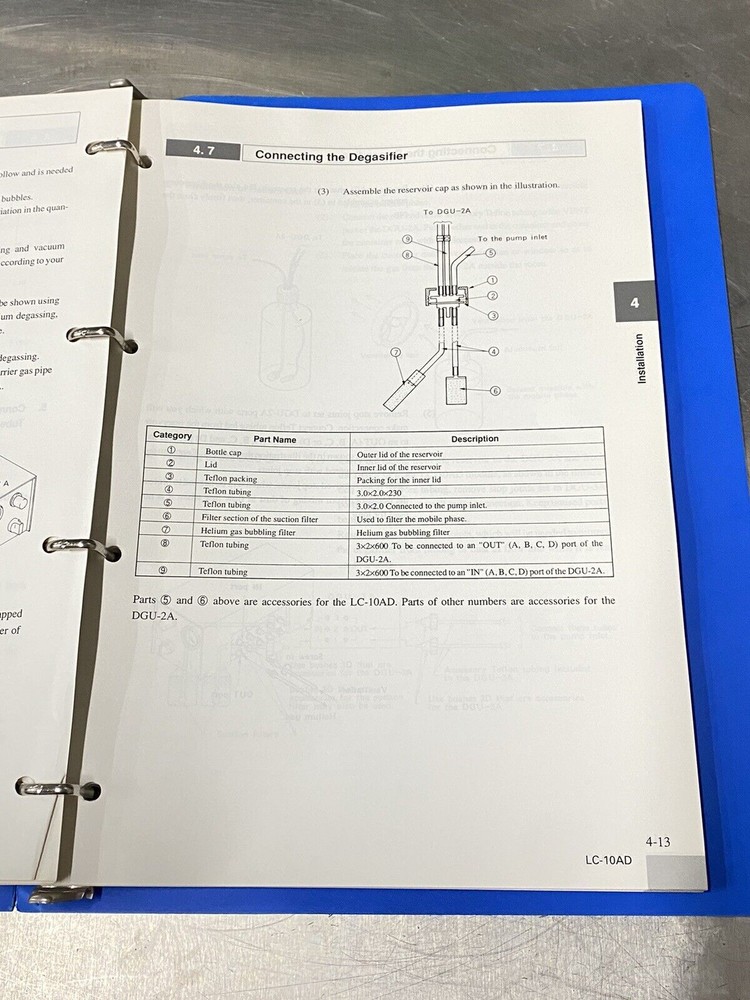 Shimadzu LC-10AD Injector Holder - Users Guide / Instruction Manual
