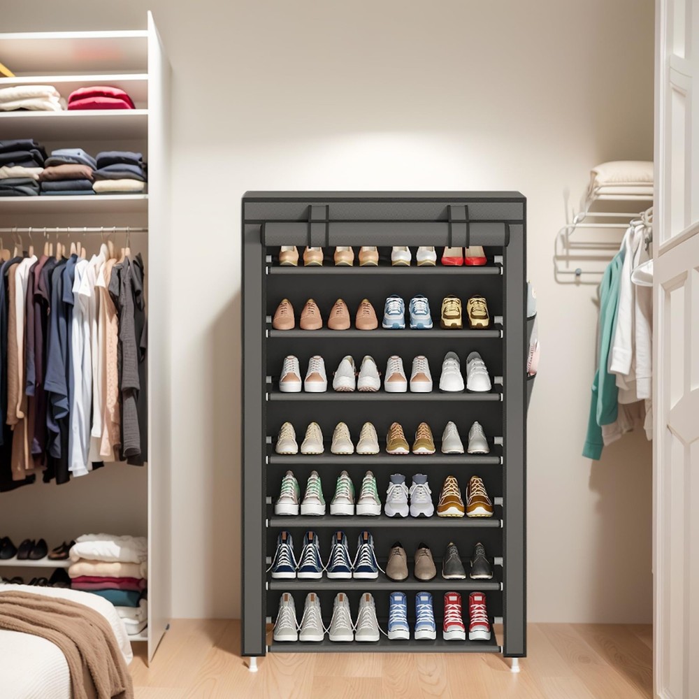 7-Tier Vertical Shoe Rack Organizer, Space Saving Shoe Storage Organizer, Non...