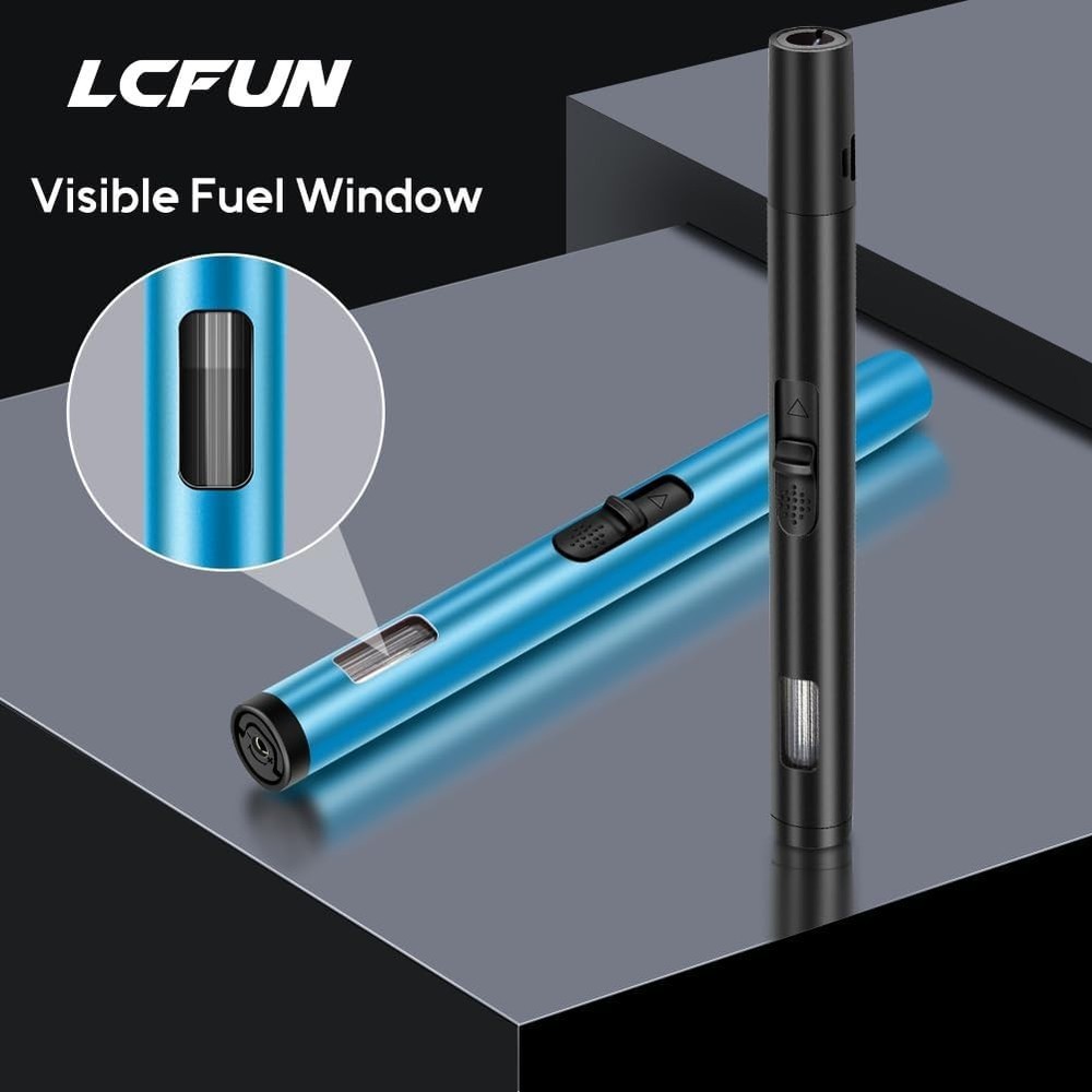 2 Pack Torch Lighters Refillable Butane Lighter with Visible Fuel Window, Win...
