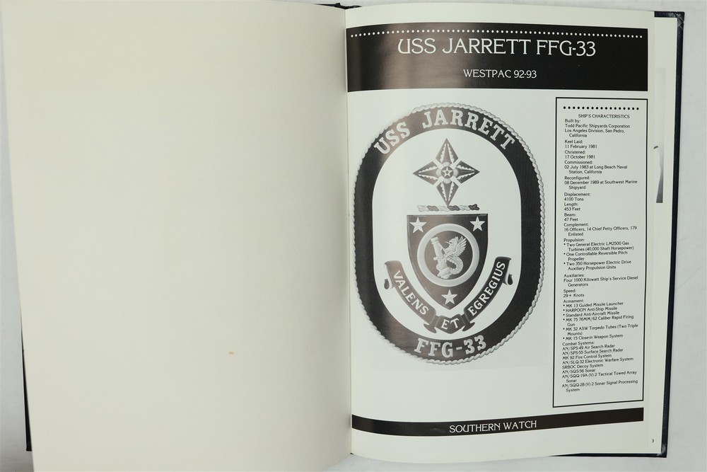 USS Jarrett (FFG-33) 1992 1993 Westpac Deployment Cruise Book