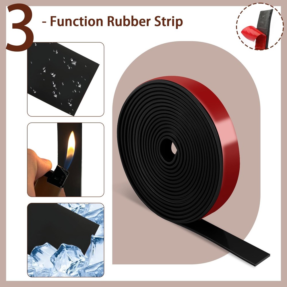 Neoprene Rubber Strips, 1/2 Wide X 1/16 Thick X 115 Long Adhesive Solid Rubbe...