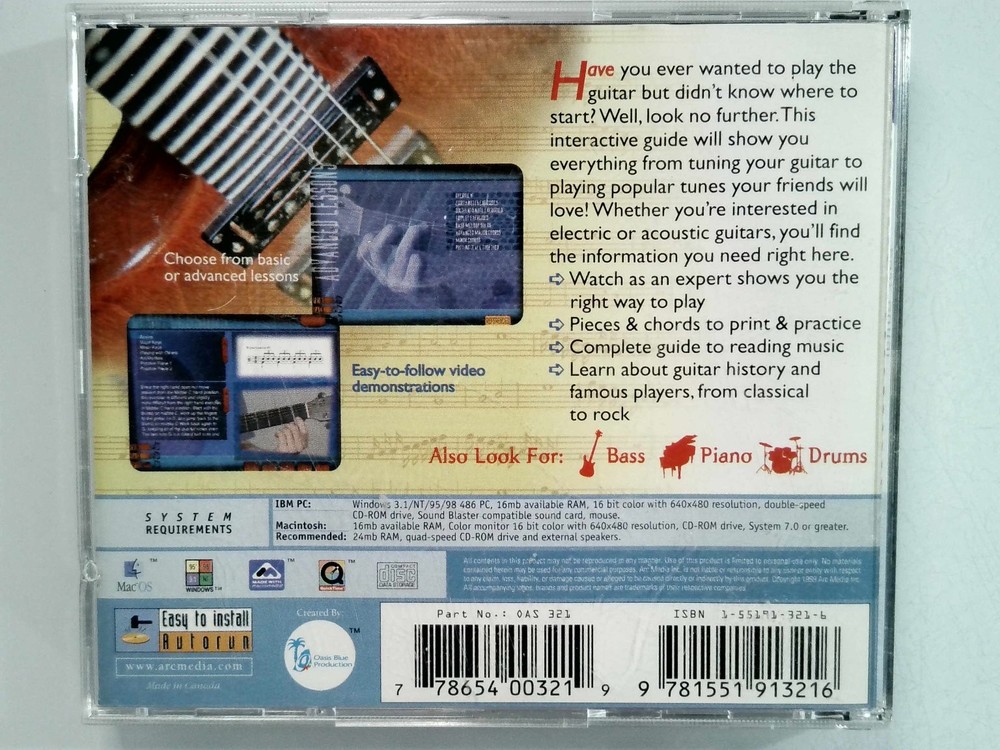 easy. Guitar Software CD-ROM Learn to Play PC Mac Music Instruction