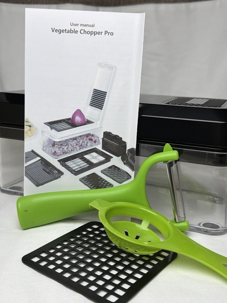 Gladicer 4 in 1 Vegetable Chopper Dicer w Container Interchangeable Blades NOB