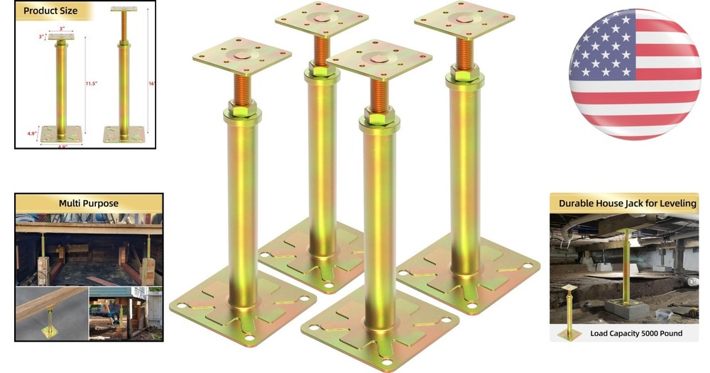 Adjustable 4 Pack Floor Jacks 11-16 Inches - 6500 lbs Capacity for Construction