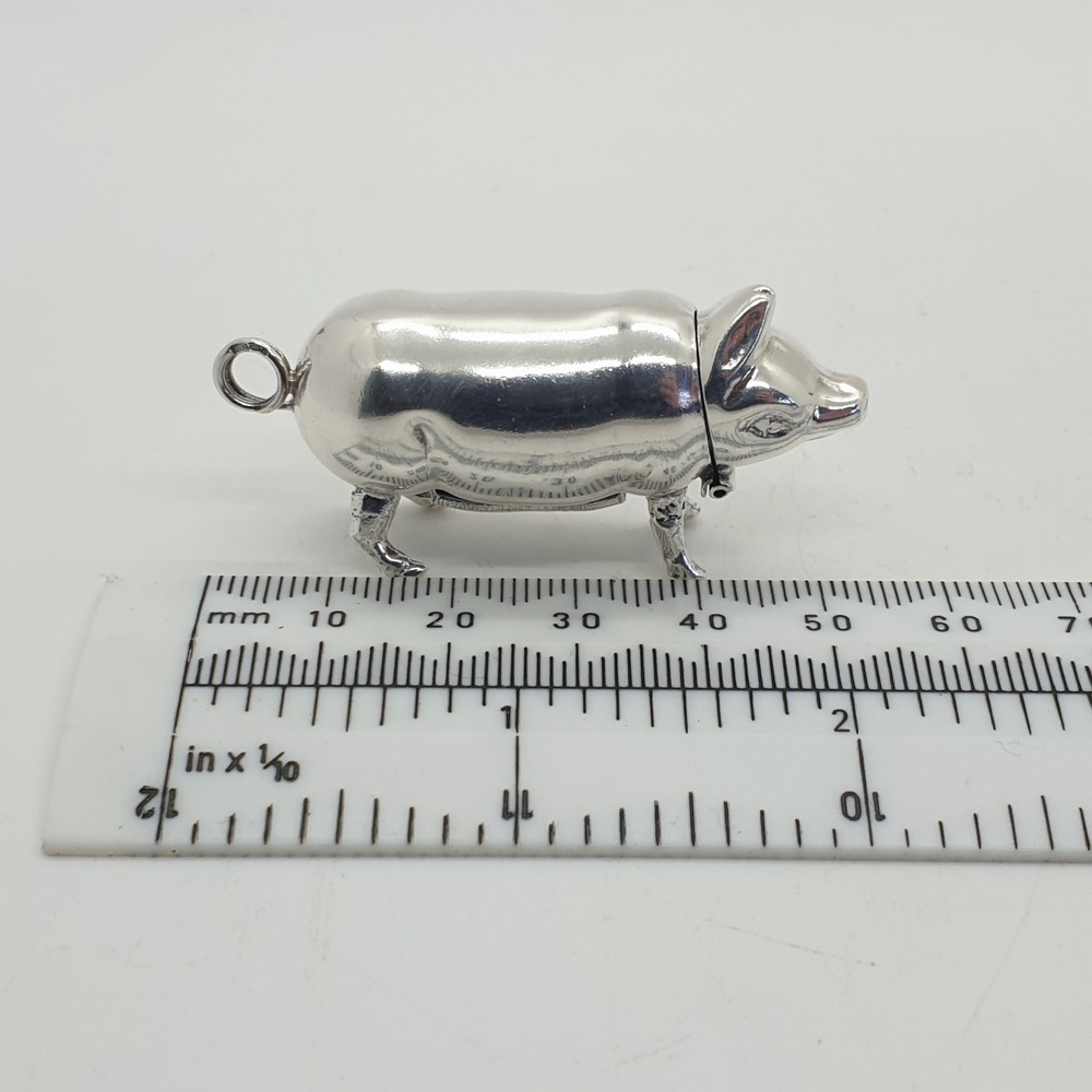 Sterling Silver Pig Vesta Case Match Holder