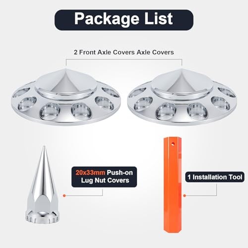 Front Axle Cover ABS Chrome Plastic Kits with 33mm Push-on Front 2-Push-on