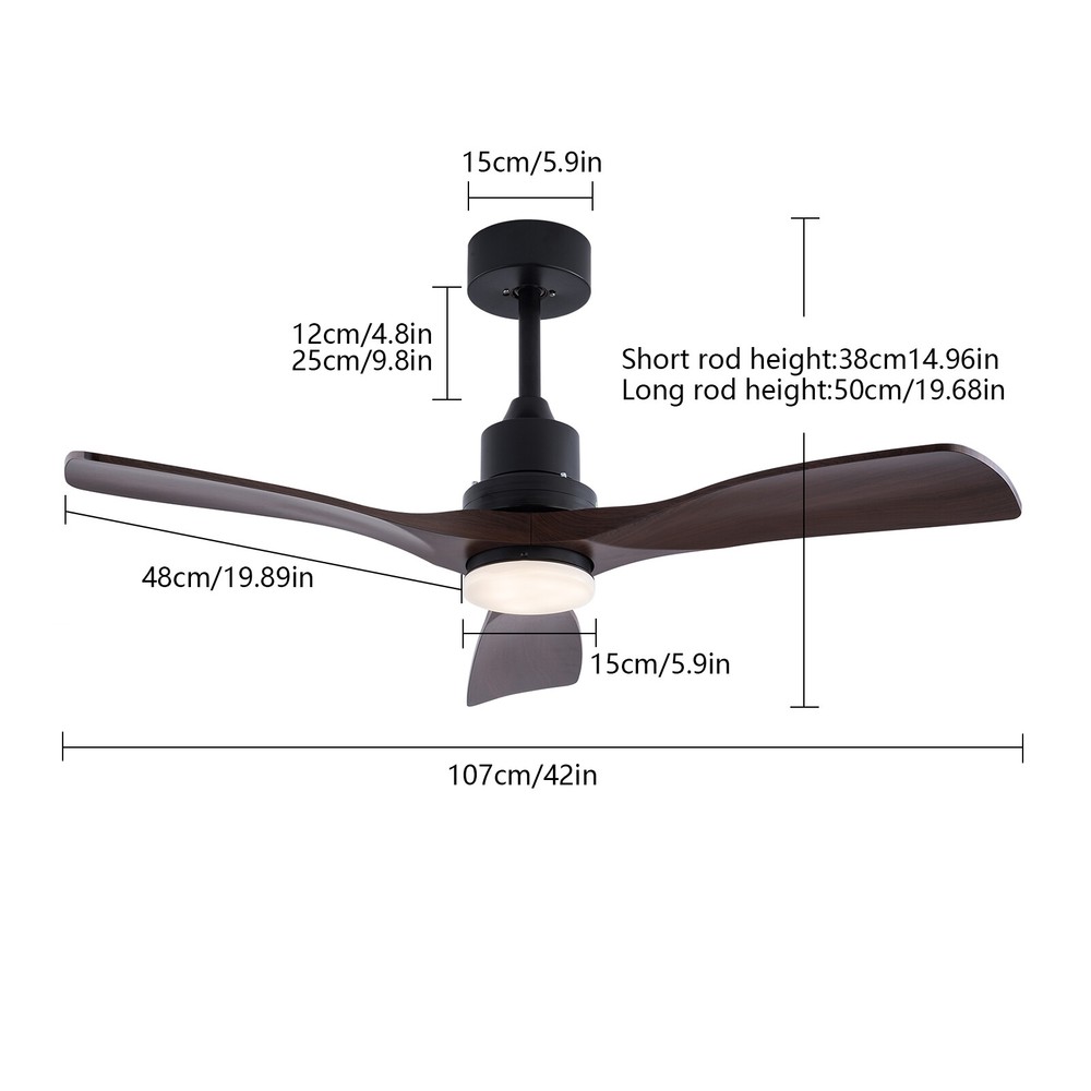 42'' Ceiling Fan Light W Remote Control&Timer Function3 Blade Fan Ceiling Mount