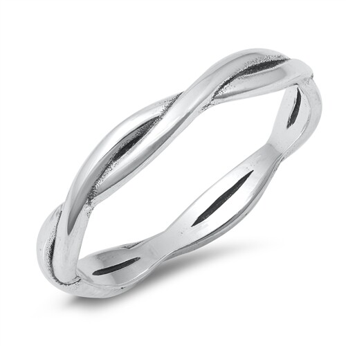 Sterling Silver Oxidized Twist Braid Weave Band Ring NEW
