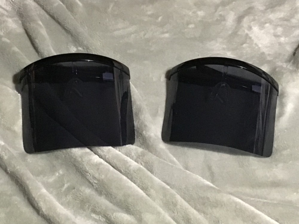 2 black plastic face shields new with tags