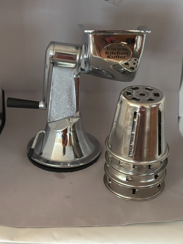 Kitchen Kutter West Bend Manual Food Vegetable Processor w/4 Cones Suction Base