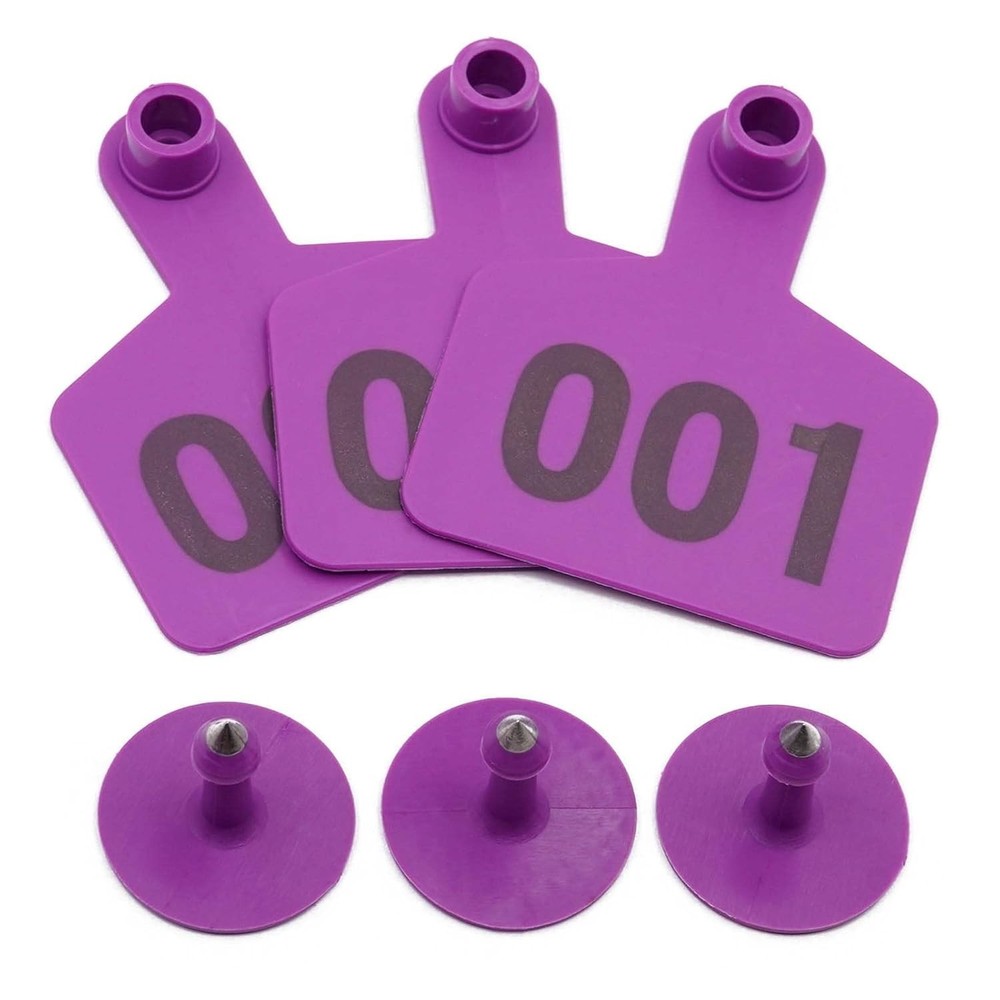 Numbered Ear Tags 001-100 Count Plastic Livestock Ear Tags with Numbers for C...