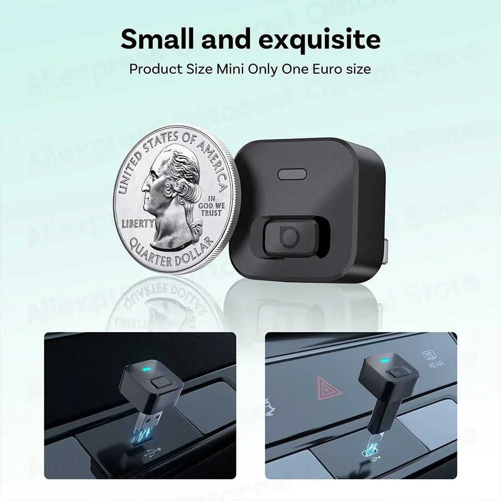 OTTOCAST Mini Dot Cube Wireless CarPlay Android Auto Adapter 2 in 1 USB AI Car A