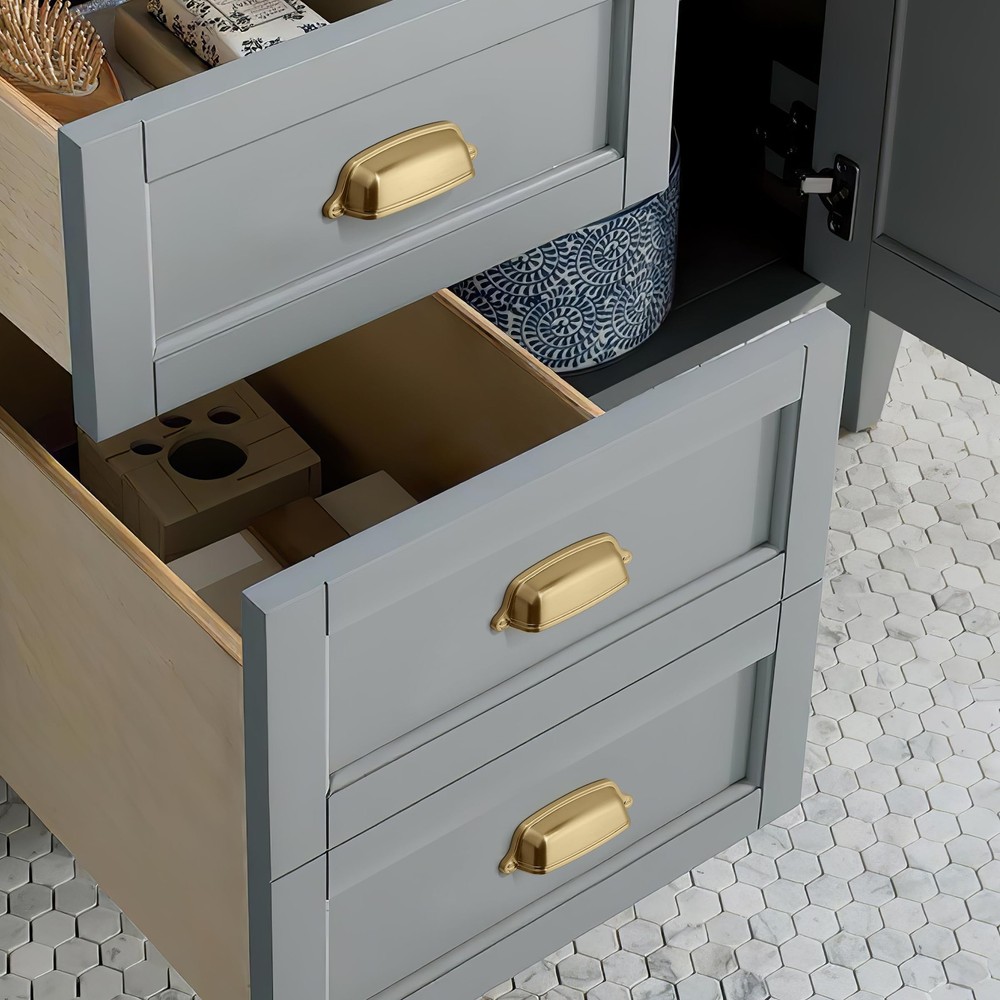 6 Pack 3 inch76 mm Brushed Brass Cabinet Cup Pulls Brushed Gold Drawer Pulls ...