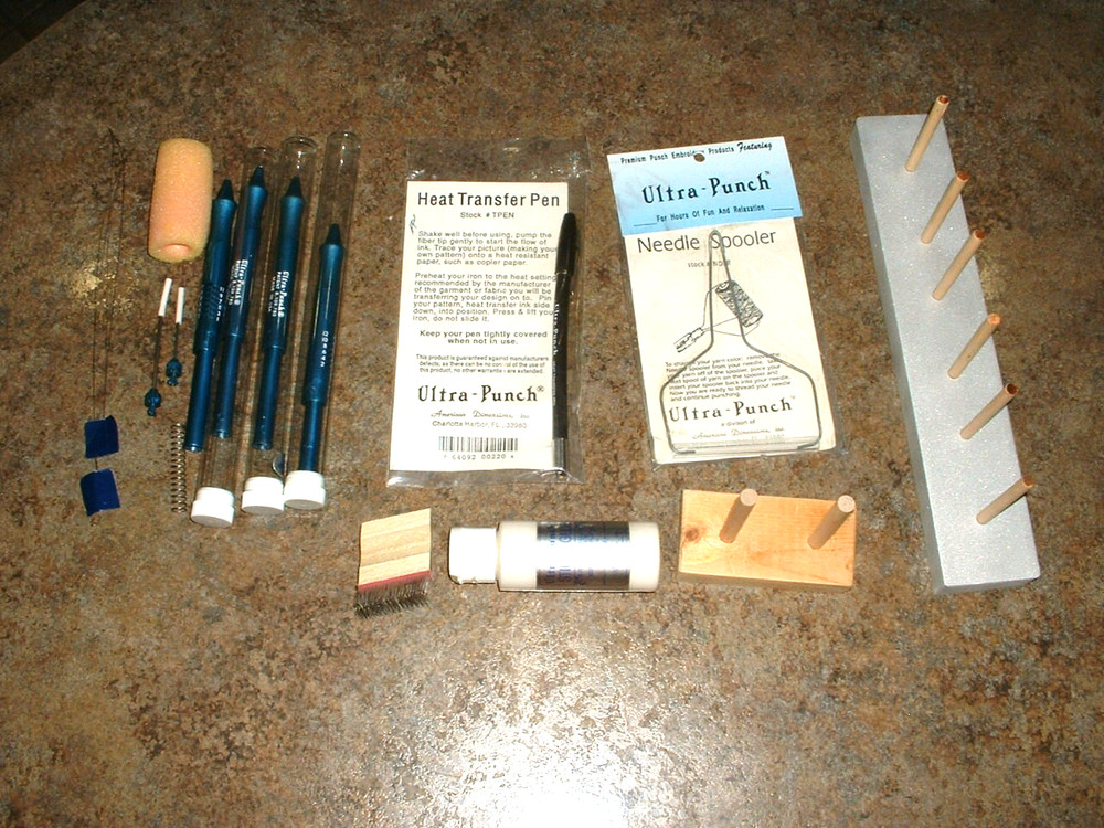 Large Lot ULTRA-PUNCH Needle Punch Set Tools, Fabric, Thread, Patterns