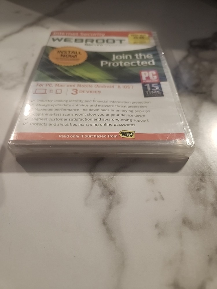 Webroot Secure Anywhere Internet Security 3 Devices Still Sealed