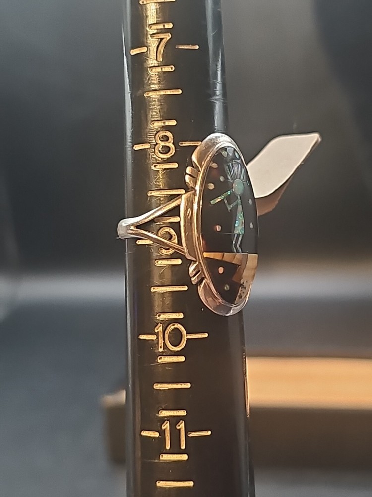 Sterling Silver Kokopelli Spiny Oyster Signed Ring Size 9