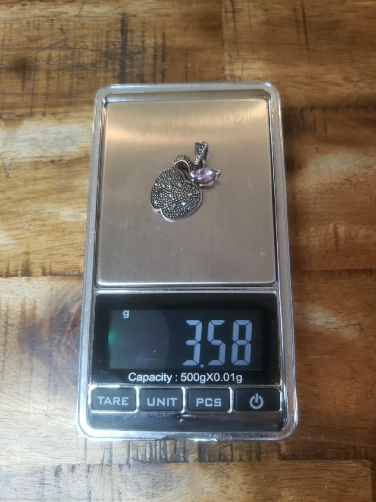 Sterling Marcasite Apple Pendant - Beautiful